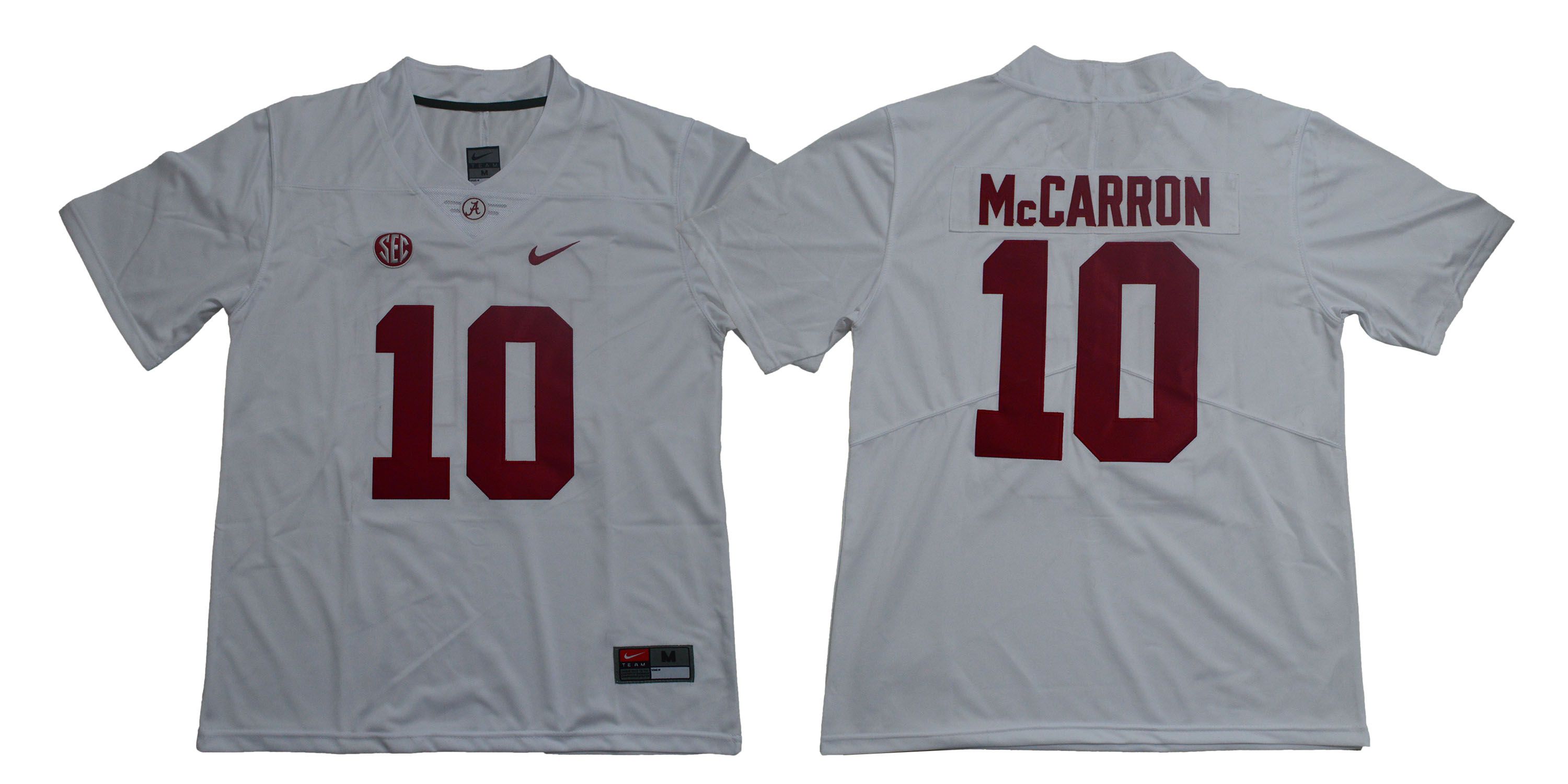Men Alabama Crimson Tide #10 Mccarron White Legendary Edition NCAA Jerseys->ncaa teams->NCAA Jersey